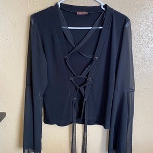 UNYX criss cross lace up sexy blouse